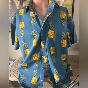 Old Navy Blue Shirt with Yellow Pineapple Design